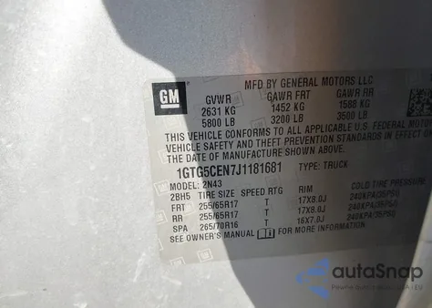 2018 GMC Canyon Sle from USA, damaged, VIN 1GTG5CEN7J1181681